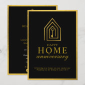 Real Estate Agent Happy Home Anniversary Gold Key Notitiekaartje (Voorkant / Achterkant)