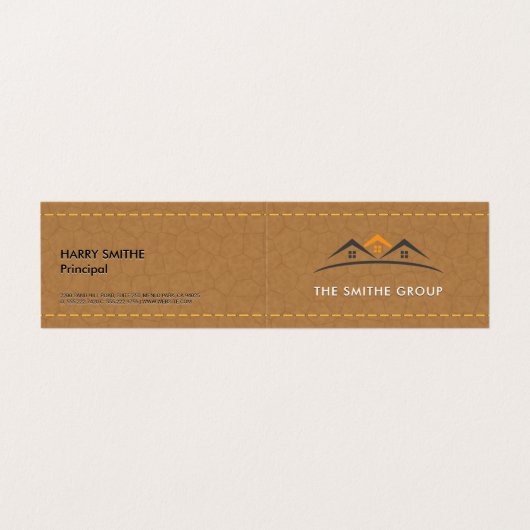 Real Estate Agent | Homes | Gesitteerd leder Visitekaartje (Buitenkant ongevouwen)