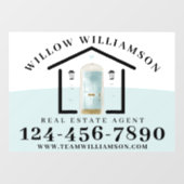 Real Estate Agent House en Aqua Waterverf Deuren Raamsticker (Vel)