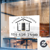 Real Estate Agent House en Black Waterverf Deuren Raamsticker (Cafe Raam)