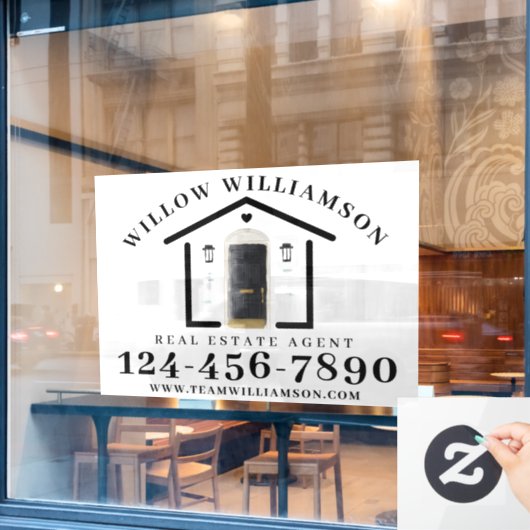 Real Estate Agent House en Black Waterverf Deuren Raamsticker (Cafe Raam)