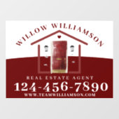 Real Estate Agent House en Red Waterverf deur Raamsticker (Vel)