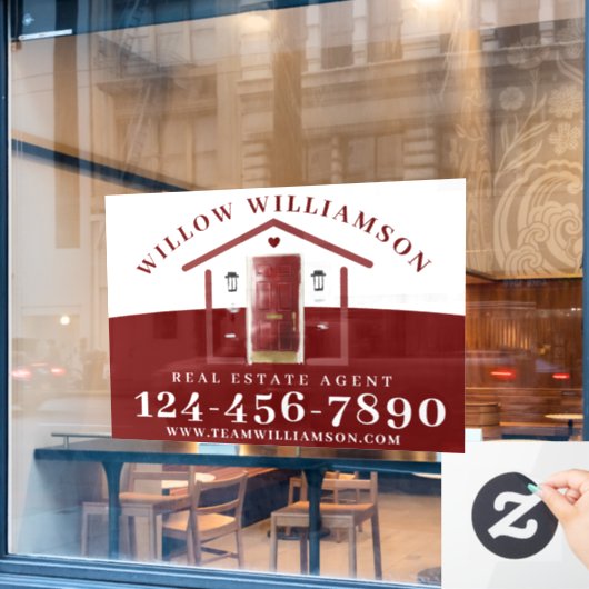 Real Estate Agent House en Red Waterverf deur Raamsticker (Cafe Raam)
