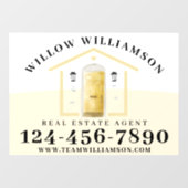 Real Estate Agent House en Yellow Waterverf Deuren Raamsticker (Vel)