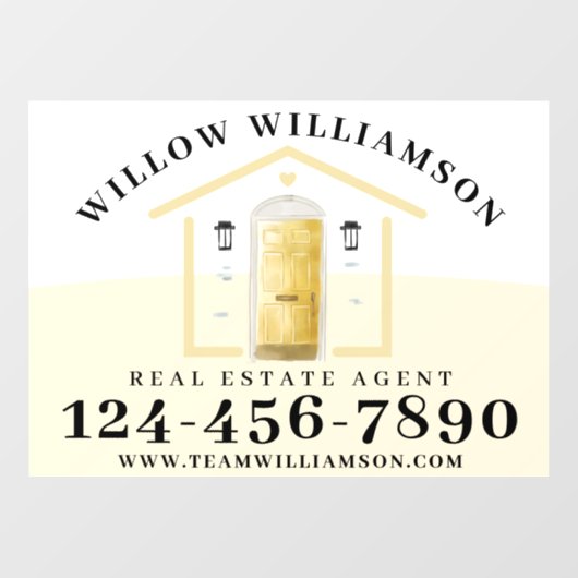 Real Estate Agent House en Yellow Waterverf Deuren Raamsticker (Vel)