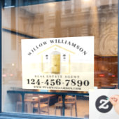 Real Estate Agent House en Yellow Waterverf Deuren Raamsticker (Cafe Raam)