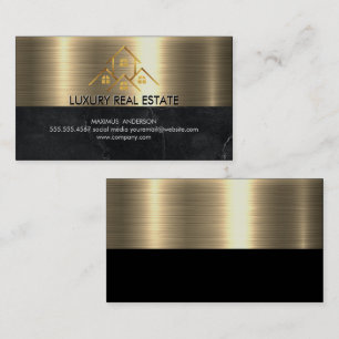Real Estate Agent   House Gold Logo Visitekaartje