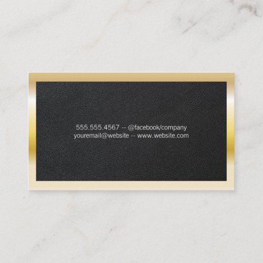 Real Estate Agent | Leder | Goud metallisch Lijst Visitekaartje (Achterkant)