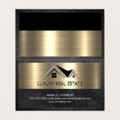 Real Estate Agent | Leder van metallisch goud Visitekaartje (Buitenkant ongevouwen)