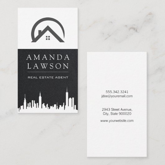 Real Estate Agent | Lederen Lux Executive Visitekaartje (Voorkant / Achterkant)