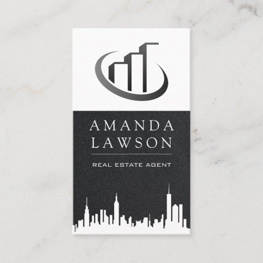 Real Estate Agent | Lederen Lux Executive Visitekaartje (Voorkant)