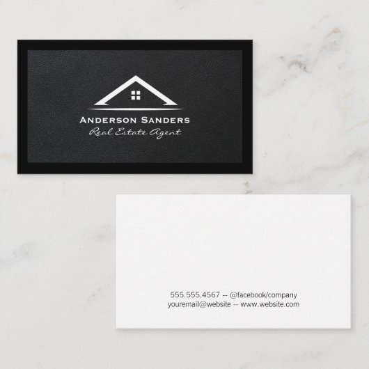 Real Estate Agent | Lederen van de Lux Executive Visitekaartje (Voorkant / Achterkant)