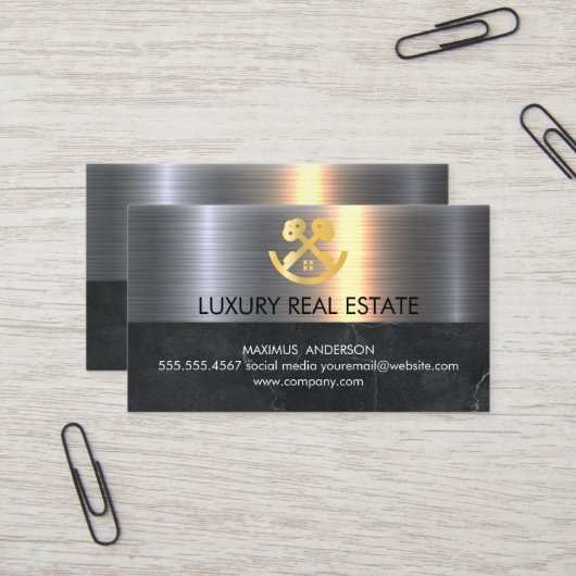 Real Estate Agent | Logo voor thuissleutels Visitekaartje (Voorkant / Achterkant in situ)
