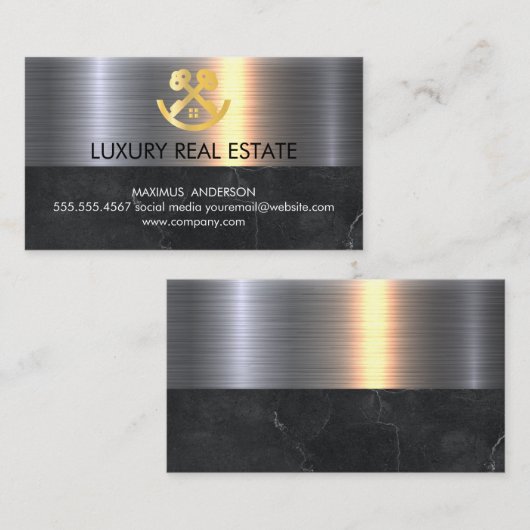 Real Estate Agent | Logo voor thuissleutels Visitekaartje (Voorkant / Achterkant)