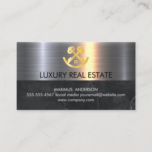 Real Estate Agent | Logo voor thuissleutels Visitekaartje (Voorkant)