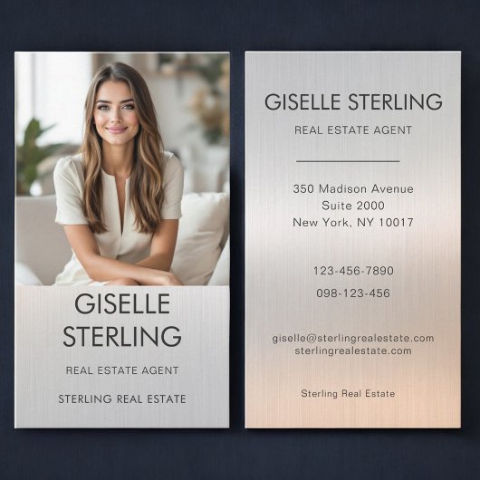 Real Estate Agent Luxury Metallic Photo  Visitekaartje