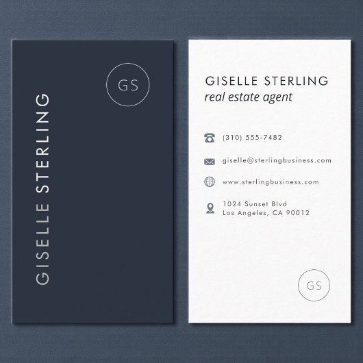 Real Estate Agent Luxury Navy Blue Elegant Modern Visitekaartje