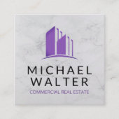 Real Estate Agent | Marmer | Eigendomsbeheer Vierkante Visitekaartje (Voorkant)