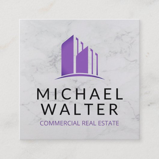 Real Estate Agent | Marmer | Eigendomsbeheer Vierkante Visitekaartje (Voorkant)