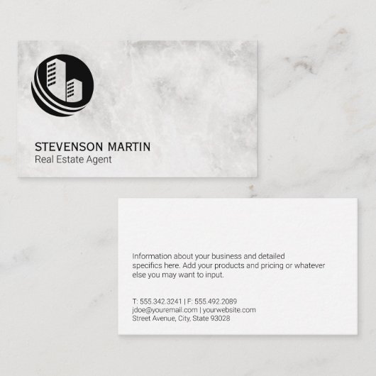 Real Estate Agent | Marmer | Eigendomspictogram Visitekaartje (Voorkant / Achterkant)