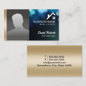 Real Estate Agent met Foto Modern Bokeh Lights Visitekaartje (Voorkant / Achterkant)