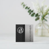 Real Estate Agent | Metaal | Slank zwart Vierkante Visitekaartje (Staand voorkant)