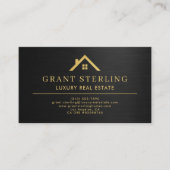 Real Estate Agent Metallic Black Gold  Visitekaartje (Voorkant)