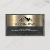 Real Estate Agent | Metallic Gold marble Slate Visitekaartje (Voorkant)