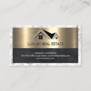 Real Estate Agent   Metallic Gold Marmer Business Visitekaartje