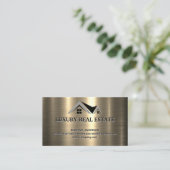 Real Estate Agent | Metallic Gold Metallic Shine Visitekaartje (Staand voorkant)
