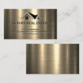 Real Estate Agent | Metallic Gold Metallic Shine Visitekaartje (Voorkant / Achterkant)