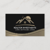 Real Estate Agent | Metallic Wave Visitekaartje (Voorkant)