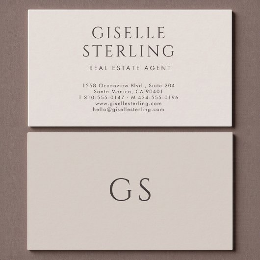 Real Estate Agent Minimalist Luxury Neutral Modern Visitekaartje