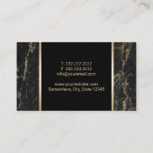 Real Estate Agent Modern Black & Gold Marble Visitekaartje (Achterkant)