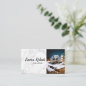 Real Estate Agent Modern Black Gold Realtor  Visitekaartje (Staand voorkant)