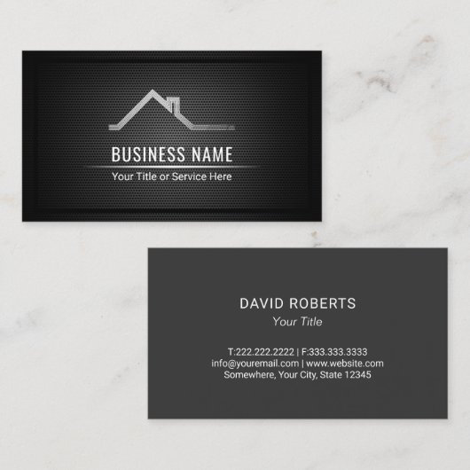 Real Estate Agent Modern Black Metallic Visitekaartje (Voorkant / Achterkant)