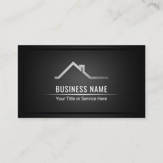 Real Estate Agent Modern Black Metallic Visitekaartje (Voorkant)