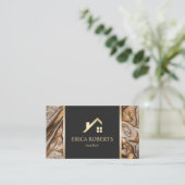 Real Estate Agent Modern Copper & Gold Marble Visitekaartje (Staand voorkant)