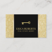 Real Estate Agent Modern Gold Glitter Realtor Visitekaartje (Voorkant)
