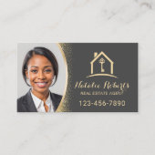 Real Estate Agent Modern Gold Realtor Custom Photo Visitekaartje (Voorkant)