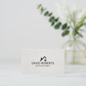 Real Estate Agent Modern Home Logo Classy Linen Visitekaartje (Staand voorkant)