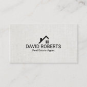 Real Estate Agent Modern Home Logo Classy Linen Visitekaartje (Voorkant)