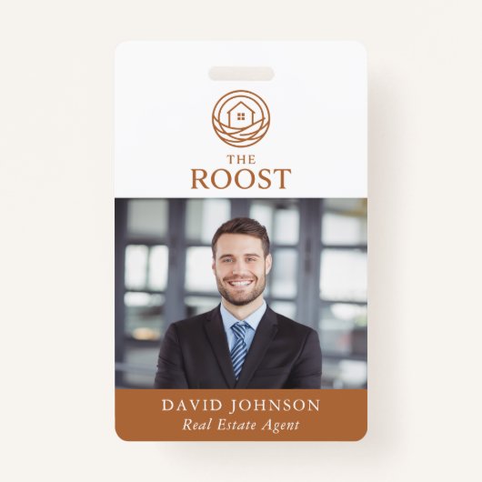 Real Estate Agent Modern Photo QR Code Logo Badge (Voorkant)