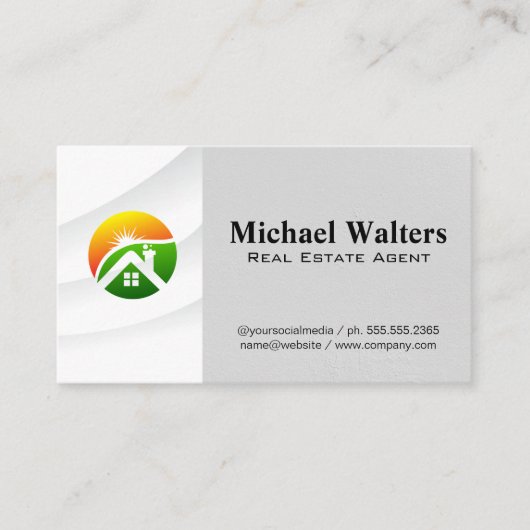 Real Estate Agent | Moderne Logo voor thuisstijl Visitekaartje (Voorkant)