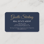 Real Estate Agent Navy Blue Photo QR Code  Visitekaartje (Achterkant)