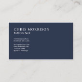Real Estate Agent Navy Blue Professional Photo  Visitekaartje (Achterkant)