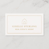 Real Estate Agent Neutral Gold House Photo Visitekaartje (Voorkant)