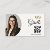 Real Estate Agent Neutral Gold Photo QR Code  Visitekaartje (Voorkant)