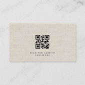 Real Estate Agent Neutral Linen Photo QR Code Visitekaartje (Achterkant)