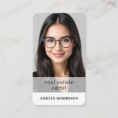 Real Estate Agent Neutral Photo QR Code Visitekaartje (Voorkant)